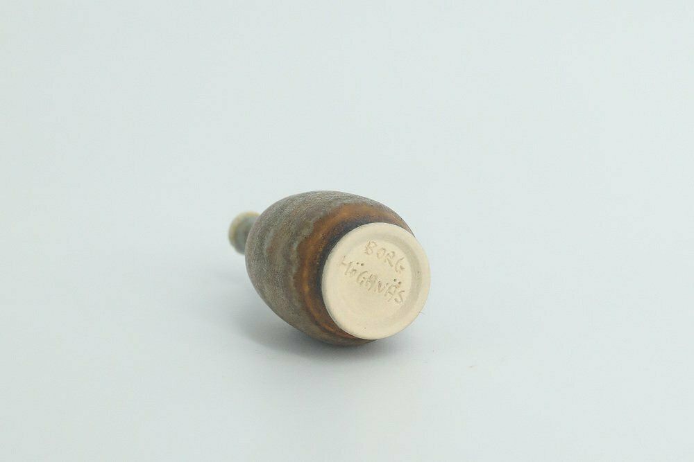 Small Mid Century Scandinavian Modern Collectible Brown Stoneware Vases By Gunnar Borg For Höganäs Ceramics, 1960s, Set Of 4 photo vinterior