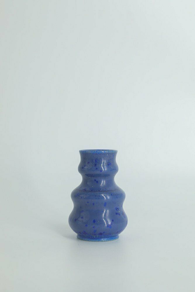 Small Mid Century Scandinavian Modern Collectible Brown & Blue Wavy Glazed Stoneware Vases By Gunnar Borg For Höganäs Ceramics, 1960s, Set Of 3 photo furniture
