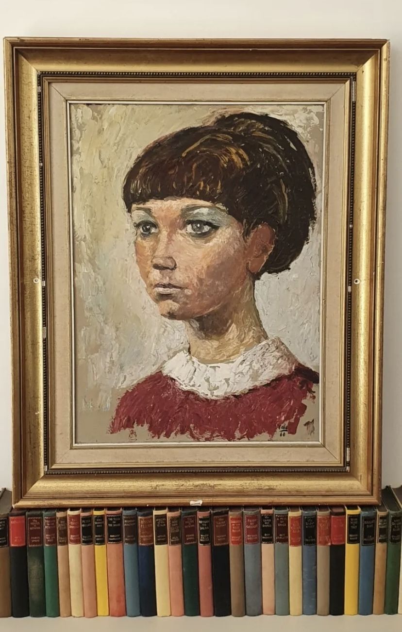 Portrait Oil On Canvas In Frame Signed By Artist Vale. photo for sale