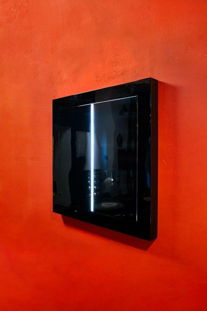 Beppe Sesia, Light On Black Wall, 1970s, Luminous Sculpture In Steel And Methacrylate photo for sale