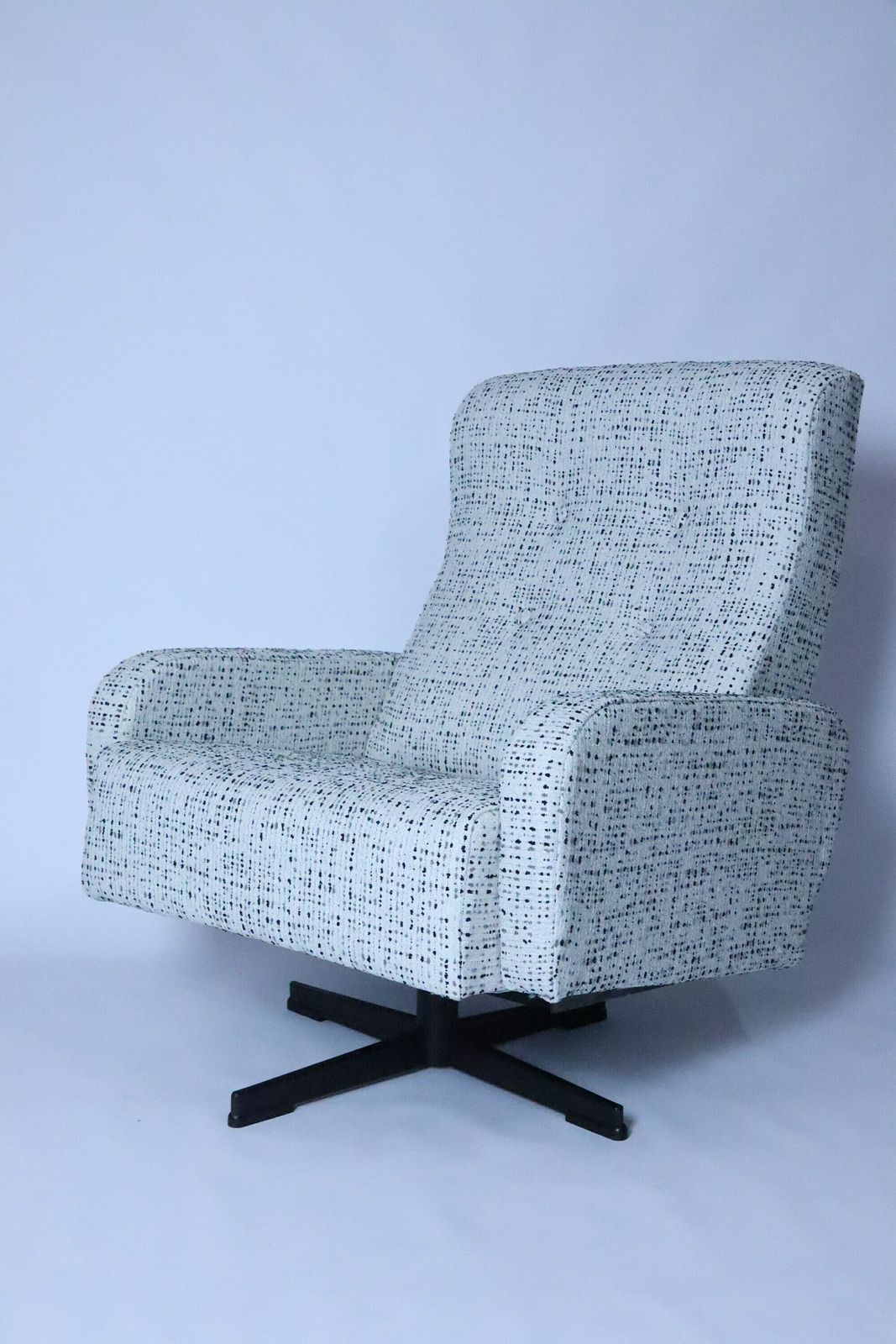 Vintage Armchair Swivel Black & White Bouclé  Metal Leg Design Chairs photo furniture