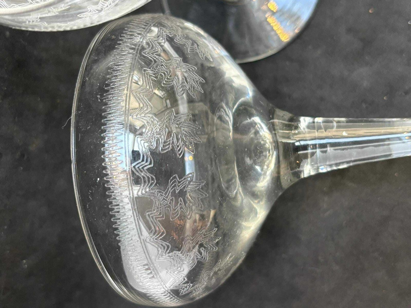 Champagne Coupes 2 Antique Crystal Cut Coupes 1920s French Set 2 Stem Bar Cart Decor Wedding Bartender Cocktail Glasses Gift Toast Wedding photo vintage