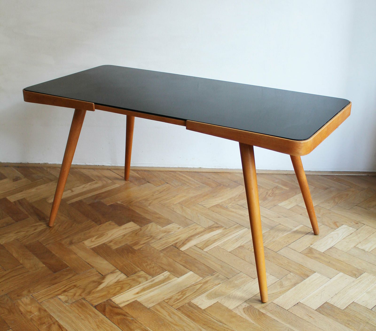 1960's Mid Century Coffee Table With A Black Opaxite Glass By Jiri Jiroutek photo 270.0