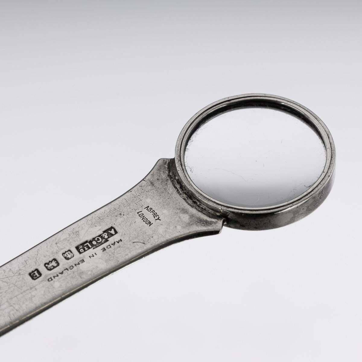 20th Century British Solid Silver Magnifying Glass & Ruler, Asprey, C.1929 photo Home Decor