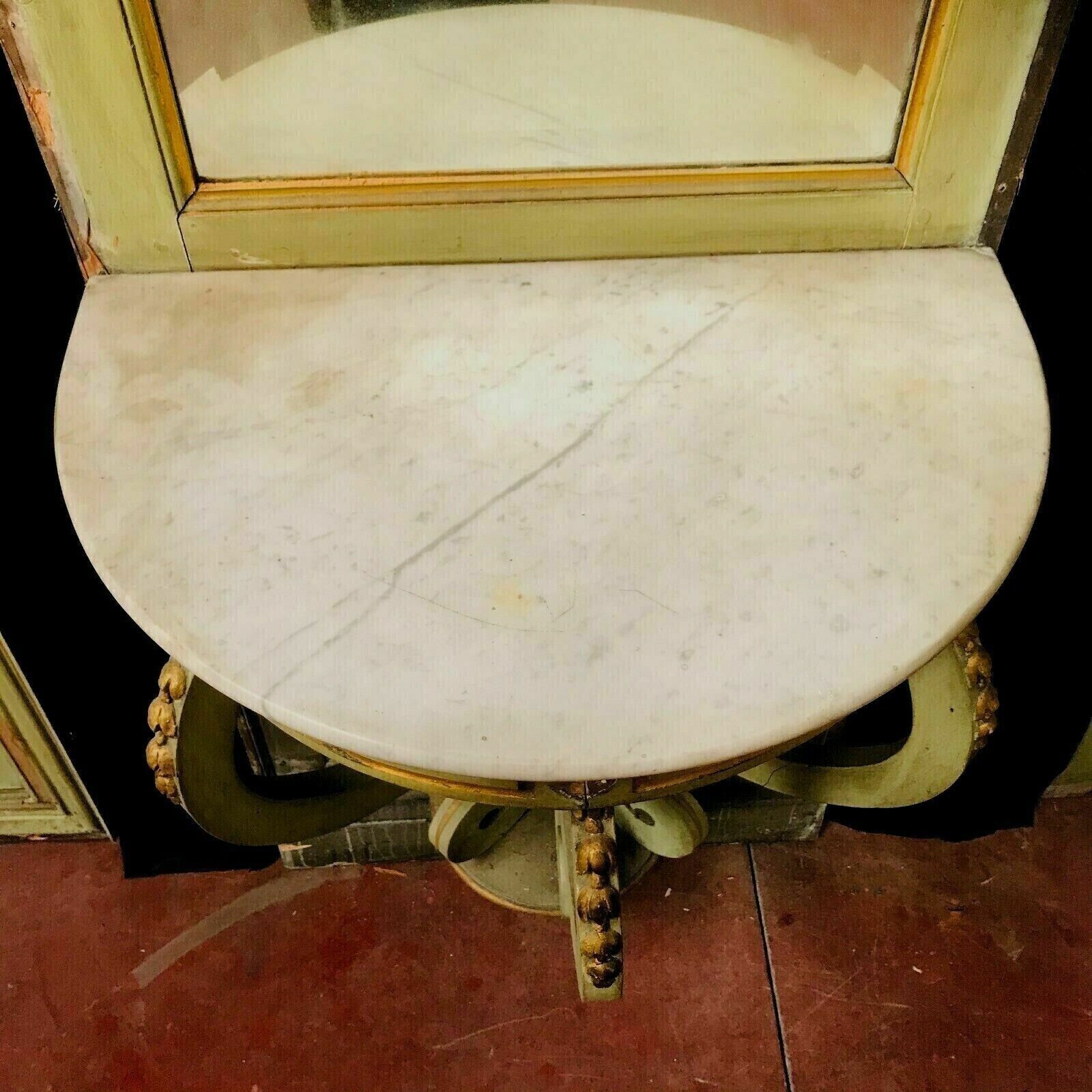 Napoleon III Style Mirror And Woodwork Console In 19th Century Patinated Wood photo vinterior