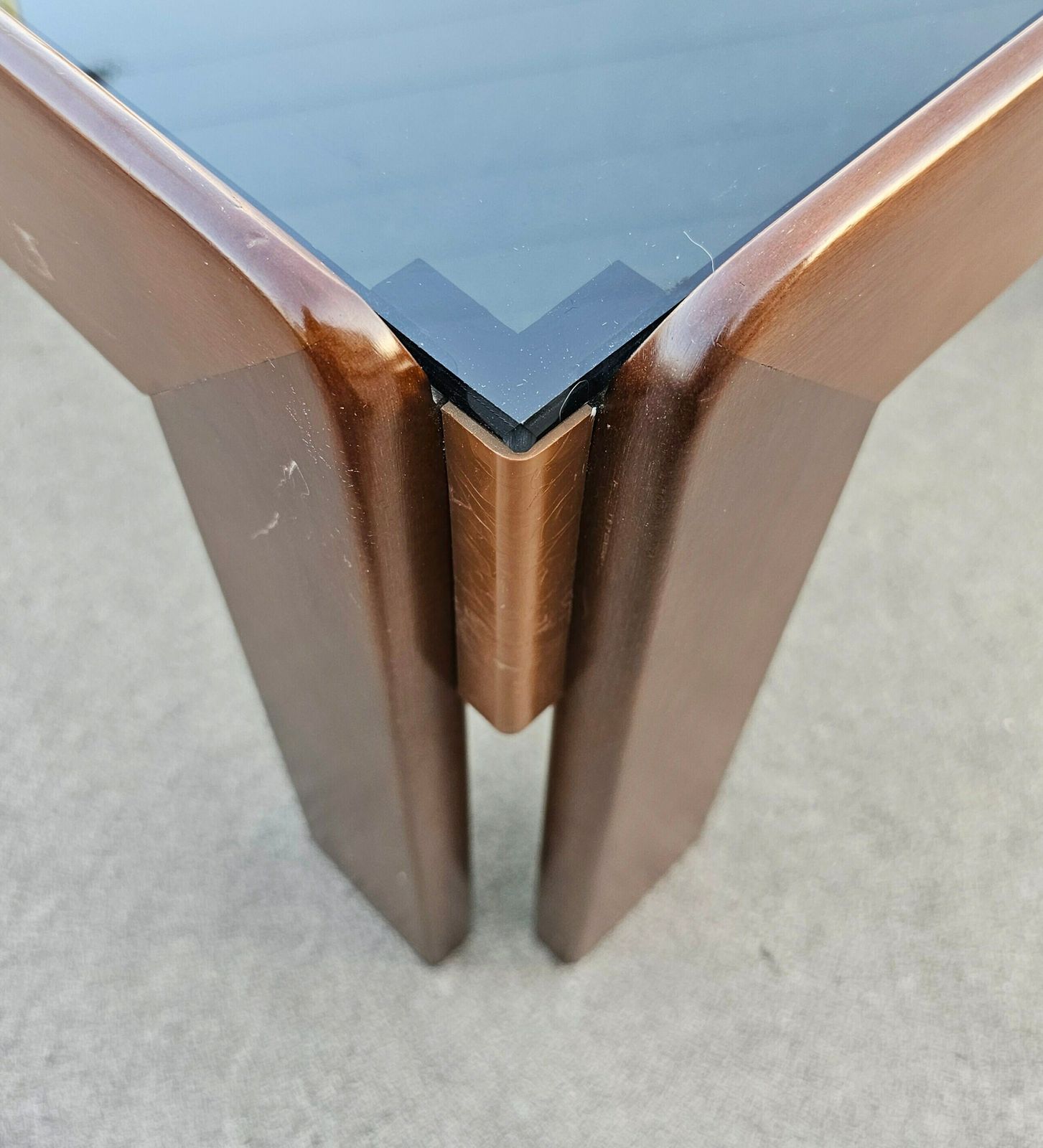 Mid Century Modern Coffee Table Done In Walnut And Smoke Glass Designed By Afra And Tobia Scarpa // Made In Italy In 1960s photo 1300.0