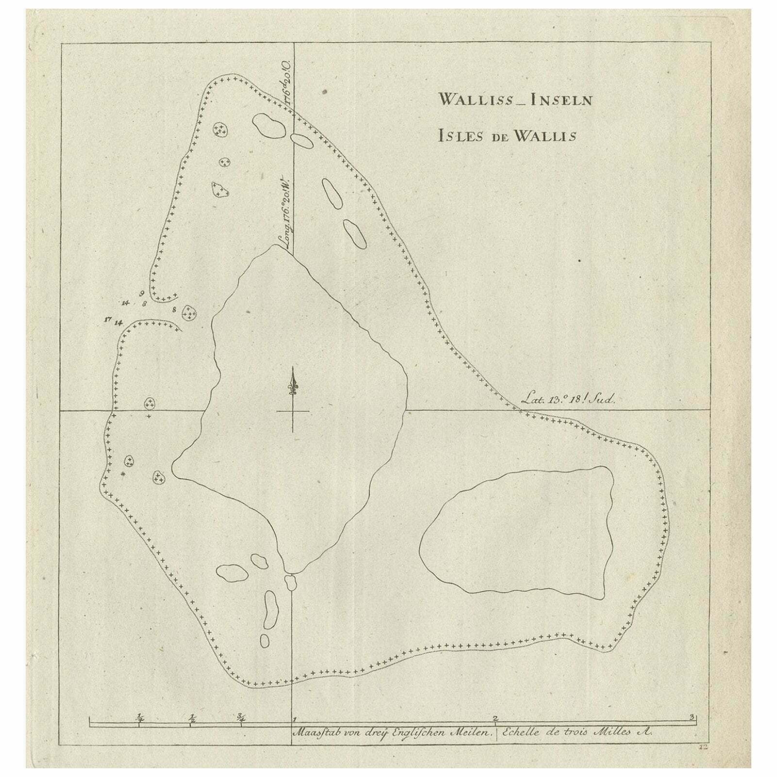Antique Map Of The Wallis And Futuna Islands, French Overseas Territory, 1778