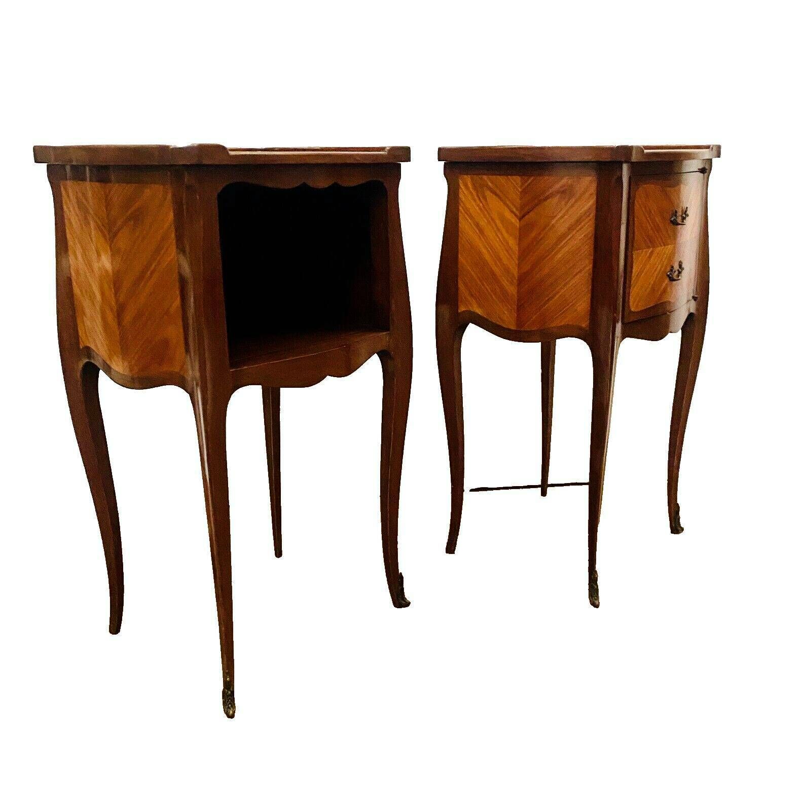 Suite Of Two Louis XV Style Bedside Tables In Mahogany And Rosewood 20th Century photo Furniture