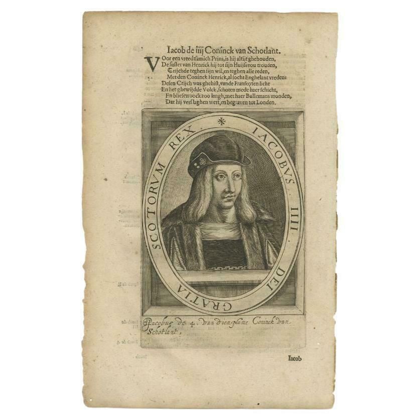 Antique Portrait Of James IV, King Of Scotland By Janszoon, 1615 photo furniture