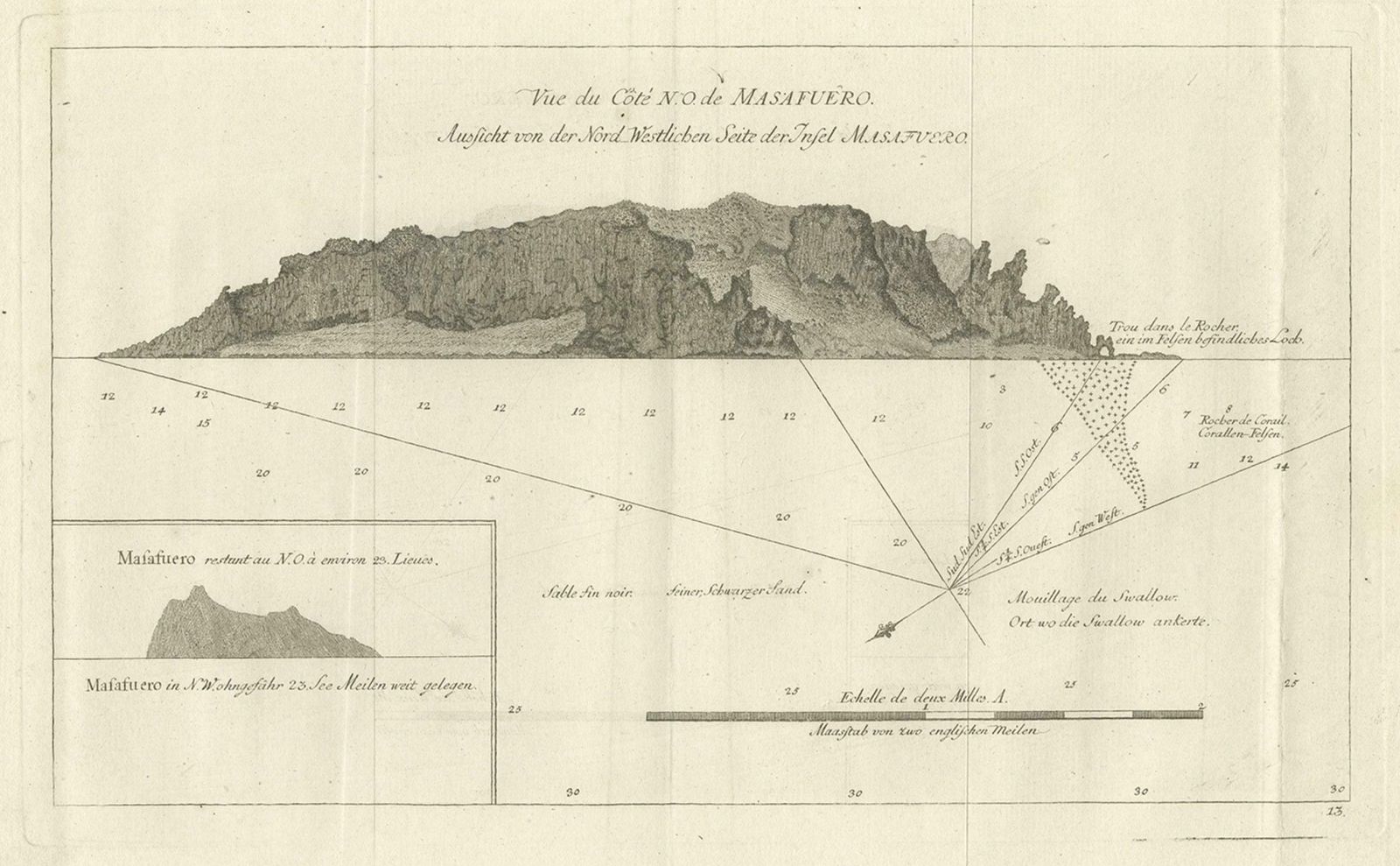 Antique Print Of The North West Coast Of Masafuero Or Alejandro Selkirk Island photo 315.0