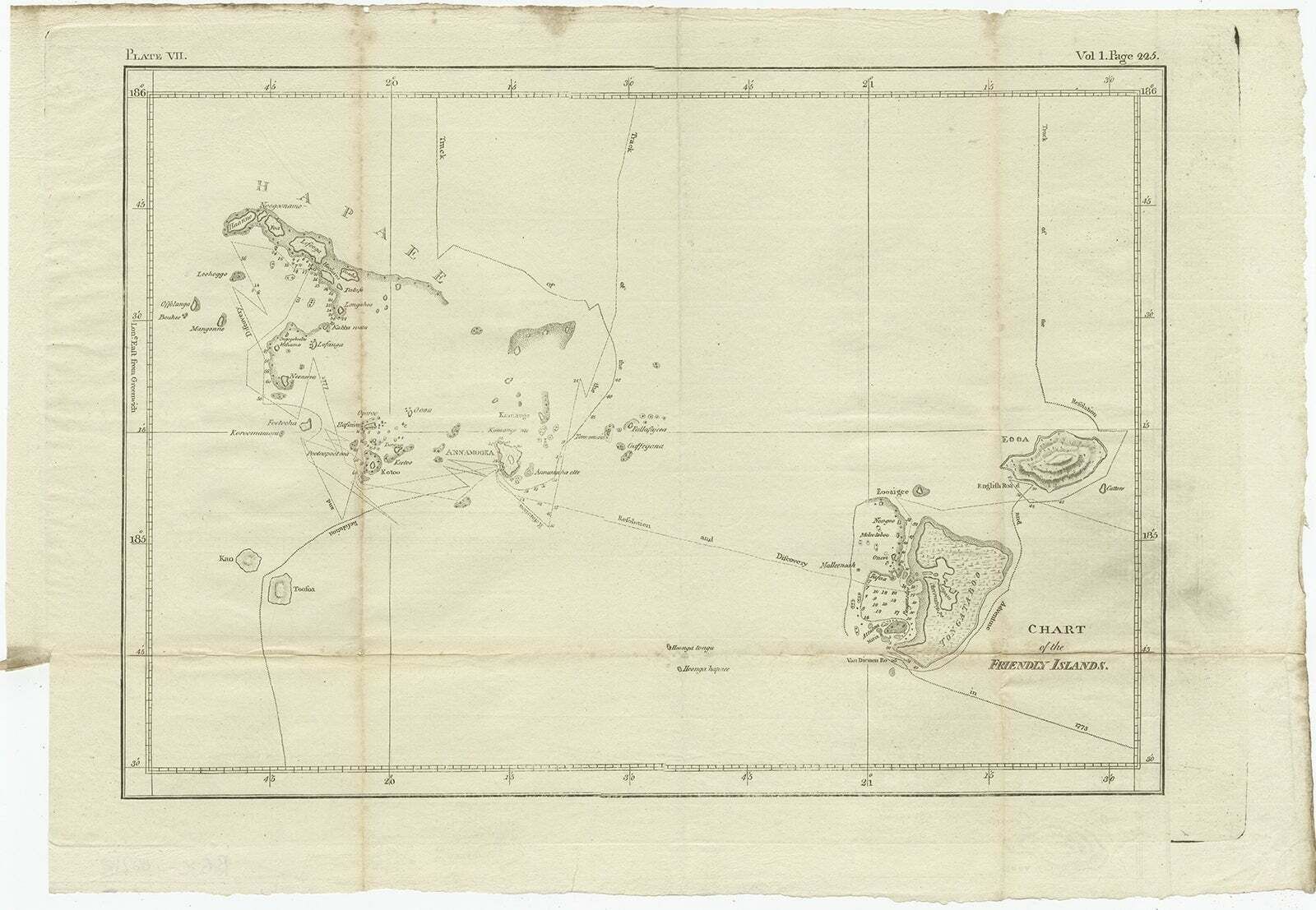 Antique Chart Of The Friendly Islands Or Nowadays Tonga, By Cook, 1784 photo furniture