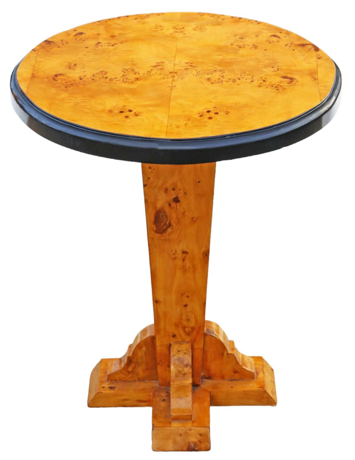 Vintage Late 20th Century Burr Yew Pedestal Lamp Or Side Table