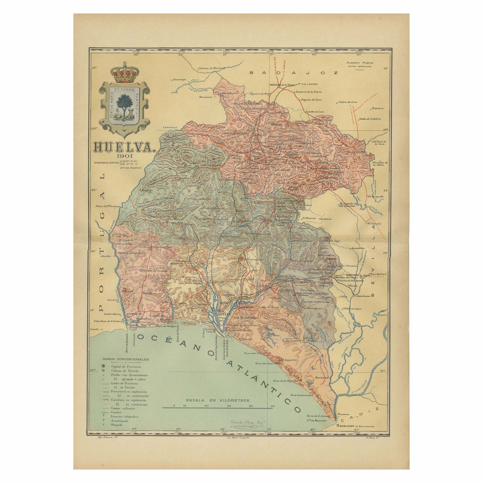 Huelva 1901: A Cartographic Presentation Of Andalusia's Atlantic Frontier