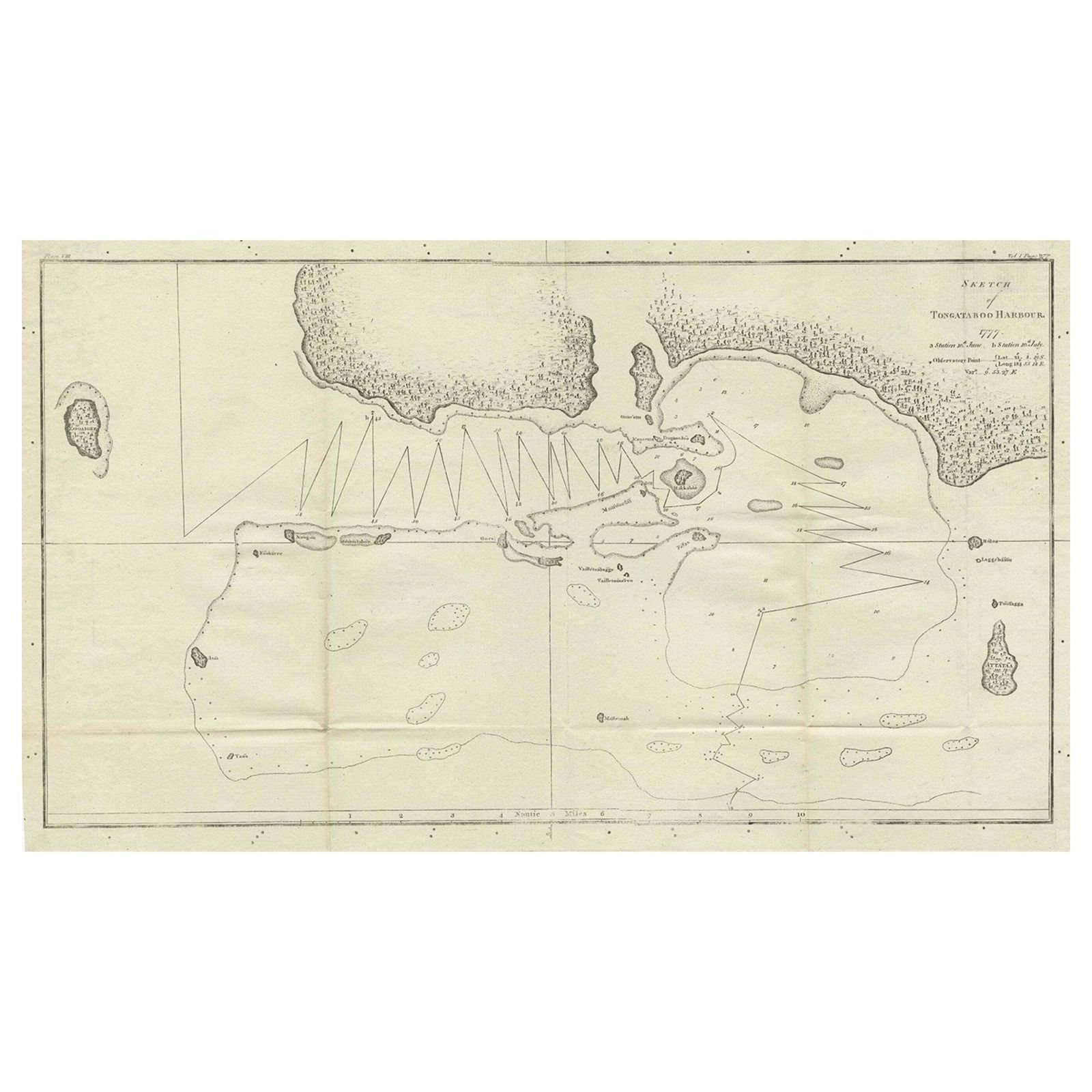 Antique Map Of The Harbour Of Tongatabu By Cook, C.1783