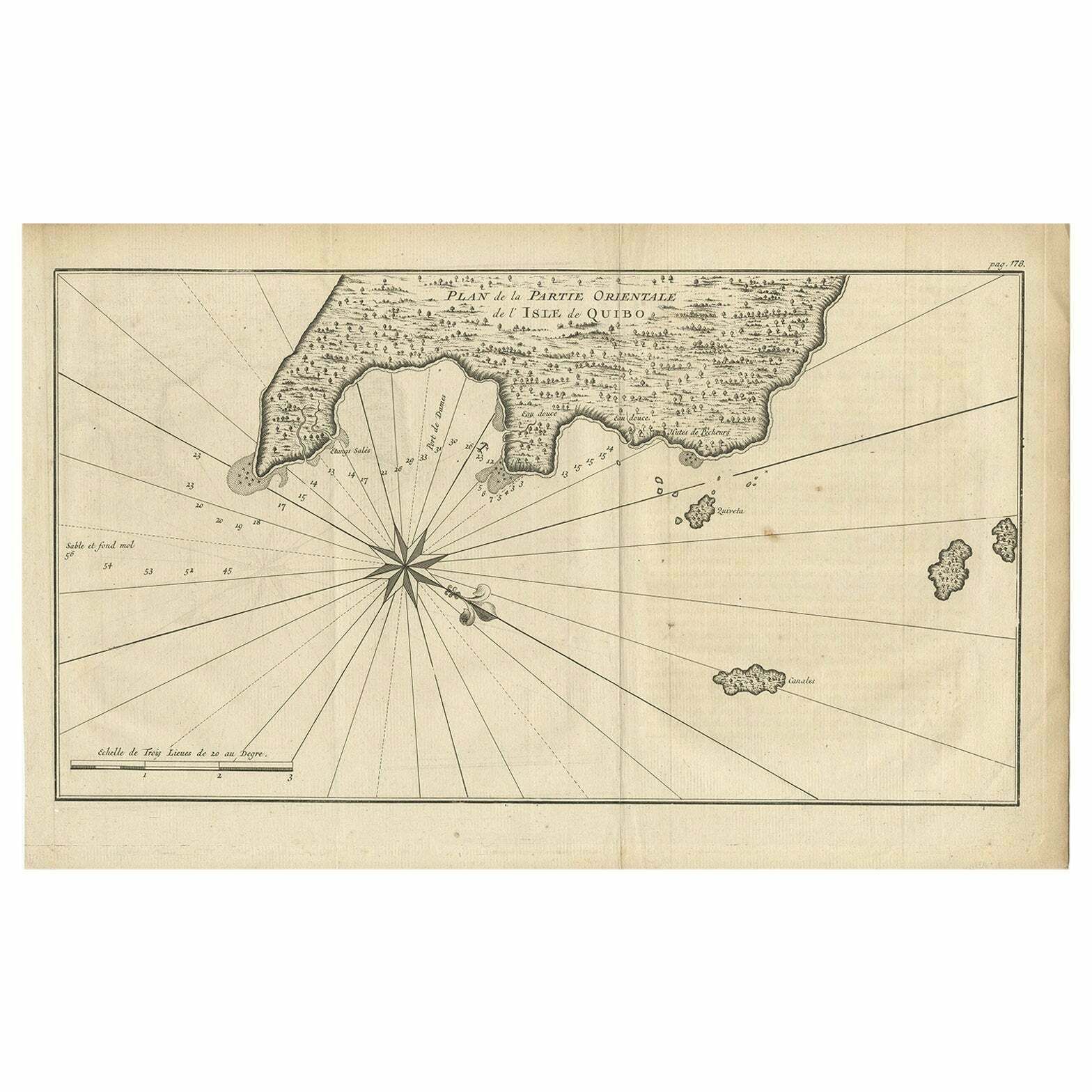 Antique Map Of Coiba Island, Panama, South America, C.1740