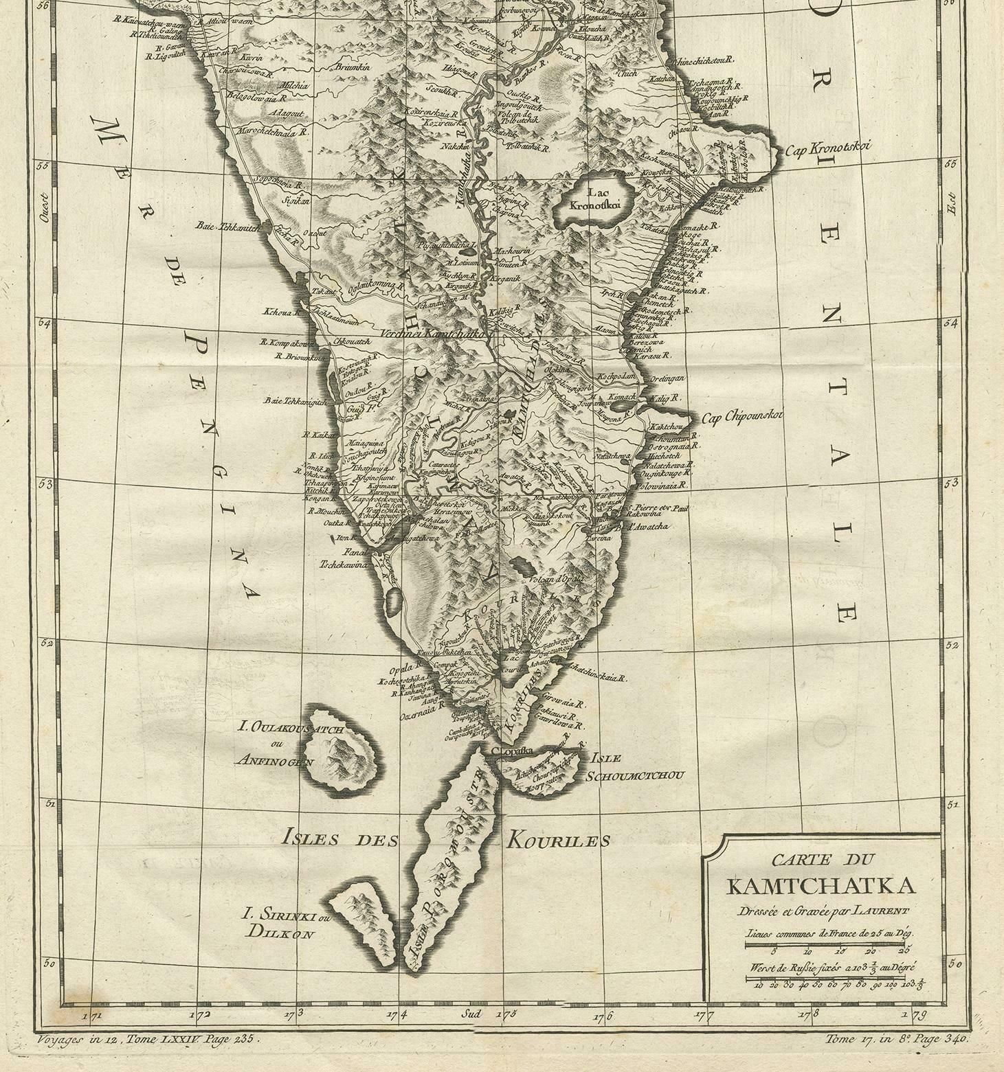 Antique Map Of Kamchatka By Bellin, '1757' photo Art