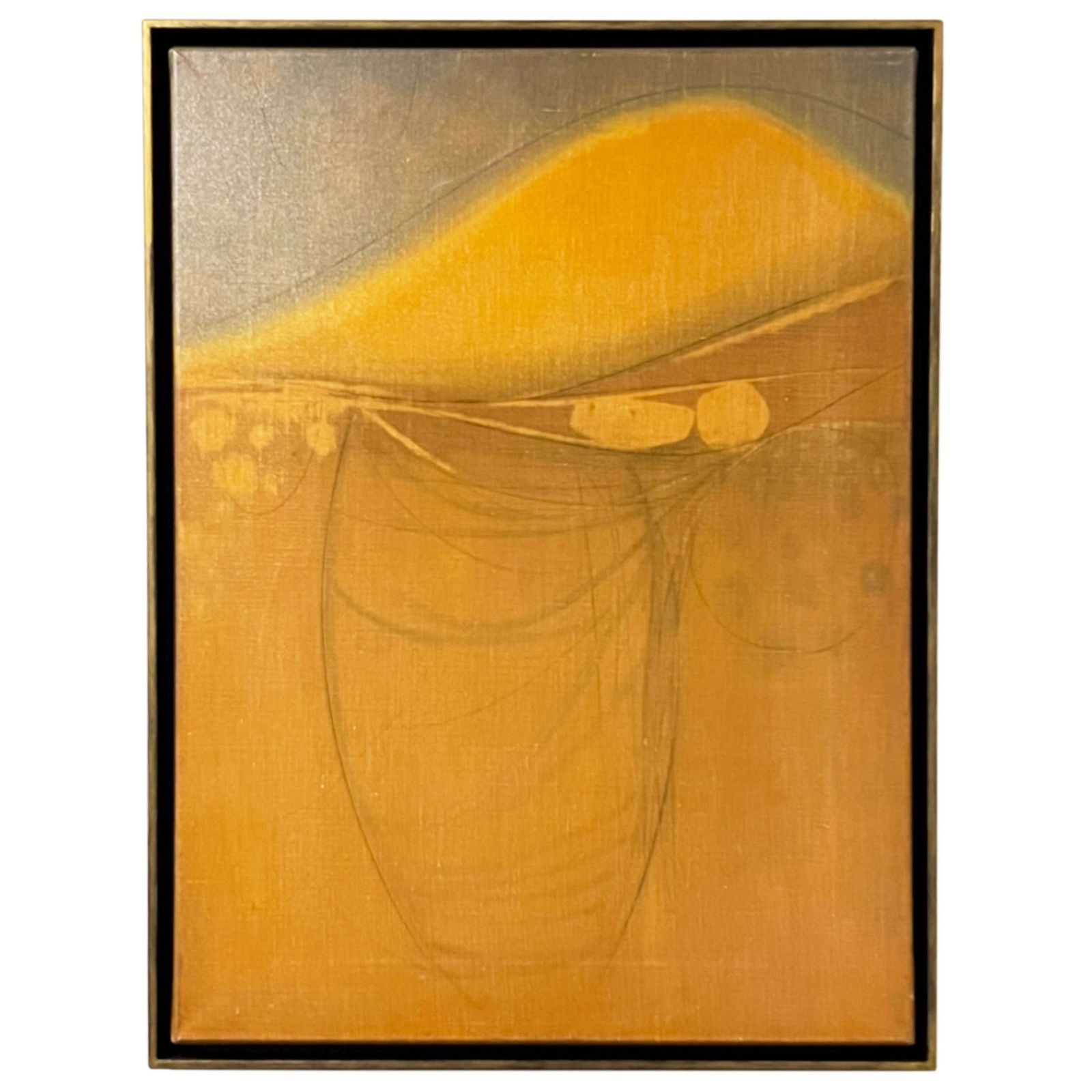'Ornos' 1964, Oil & Pencil On Canvas By Michael Snow, Signed Verso photo for sale