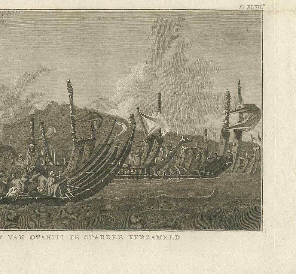 Antique Print Of The Fleet Of Proas Of Tahiti By Cook, 1803 photo Art