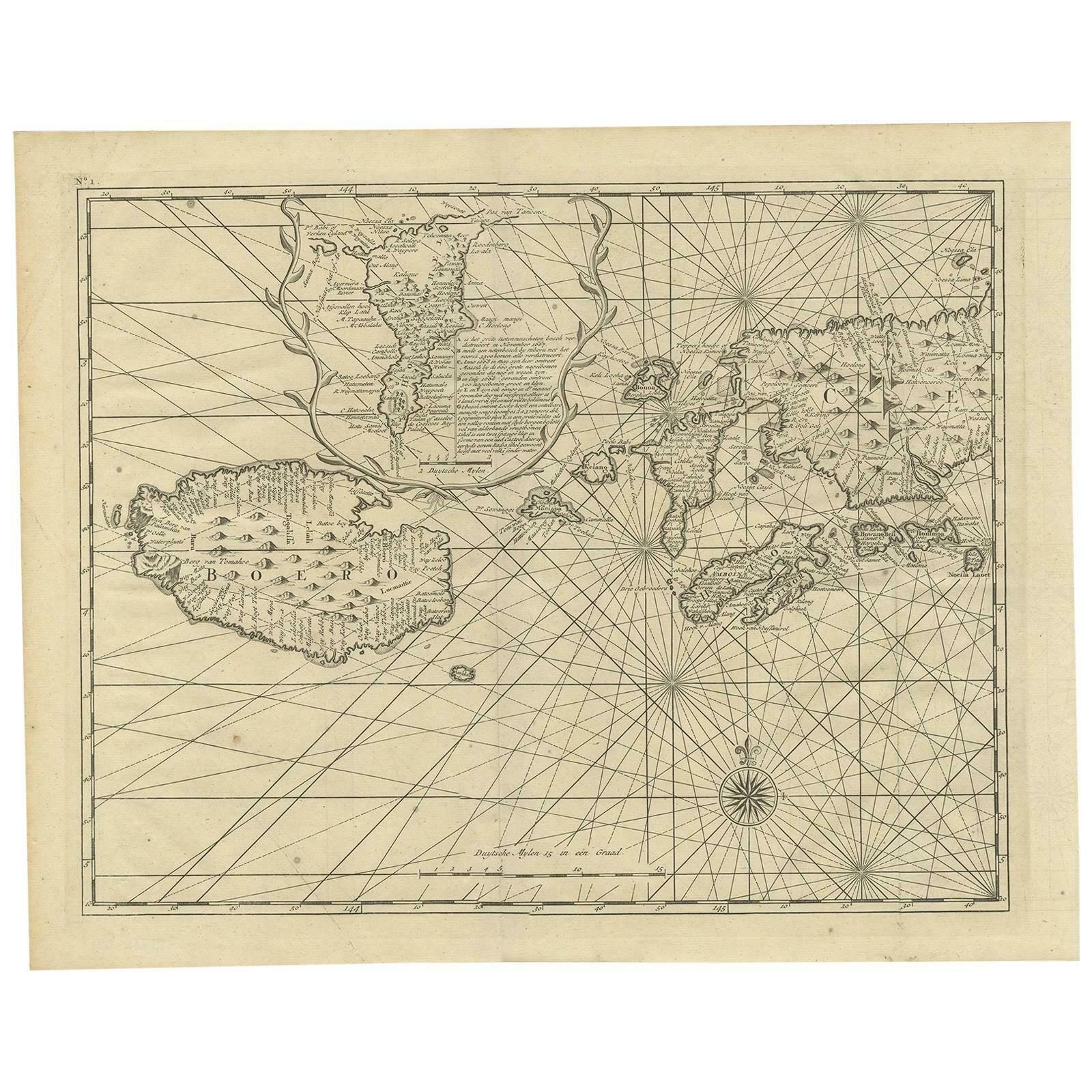 Antique Map Of Ambon And Boero By Valentijn, 1726