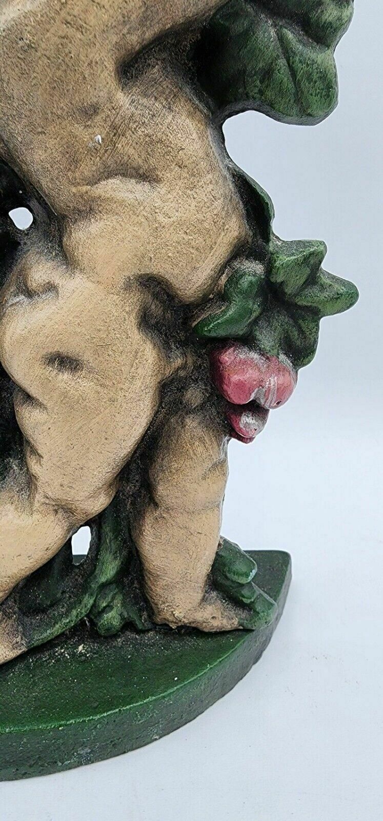 Antique Hand Painted Cast Iron Putti ,Cherub, Cupid Door Stop / Porter By Peerage Of England 16” Tall photo furniture