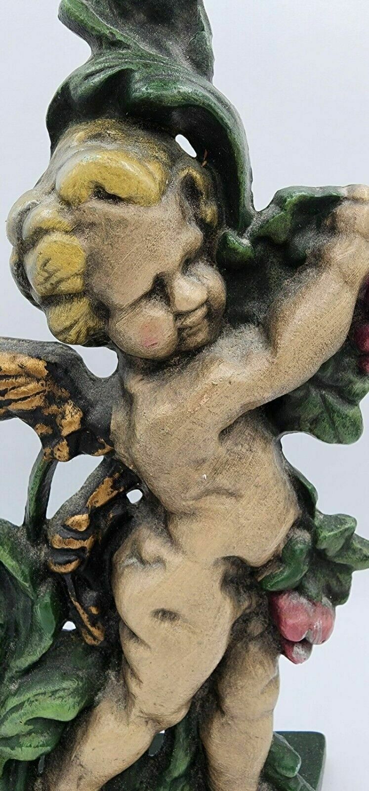 Antique Hand Painted Cast Iron Putti ,Cherub, Cupid Door Stop / Porter By Peerage Of England 16” Tall photo Home Decor