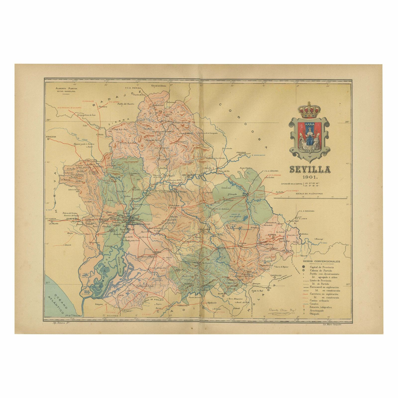 Map Of Sevilla Province, 1901: A Depiction Of The Spanish Cultural Heartland