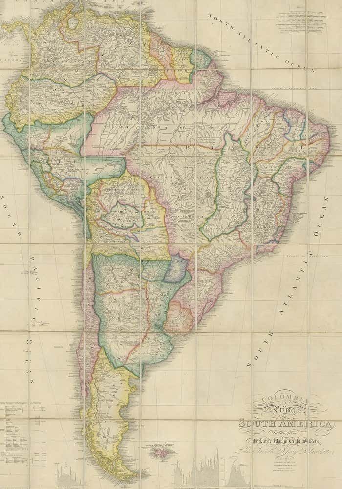 Antique Map Of South America By Wyld, Circa 1850 photo furniture