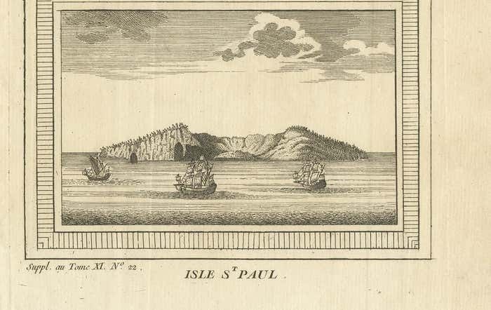 Antique Print Of Amsterdam And St. Paul Island By Bellin '1753' photo for sale