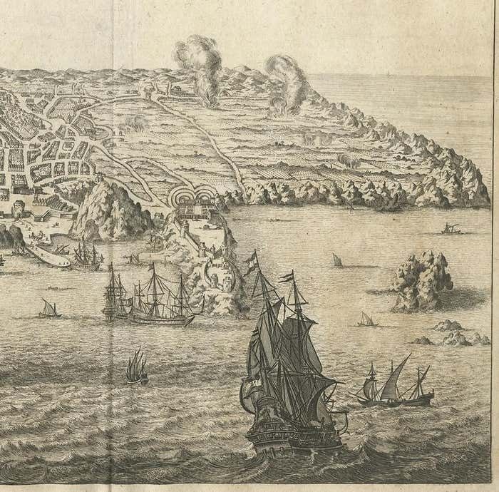 Antique Print Of Angra 'Azores' By A. Montanus, 1671 photo Art