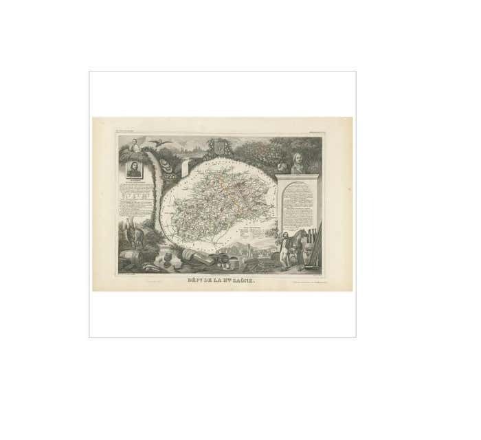 Antique Map Of Haute Saone, France By V. Levasseur, 1854 photo furniture
