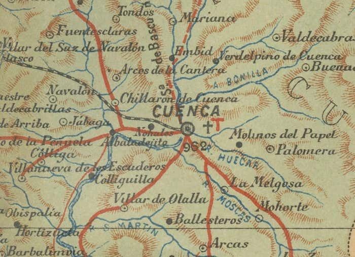 Cuenca 1901: A Historical Cartographic Detailing Of High Plains And Mountains photo Art