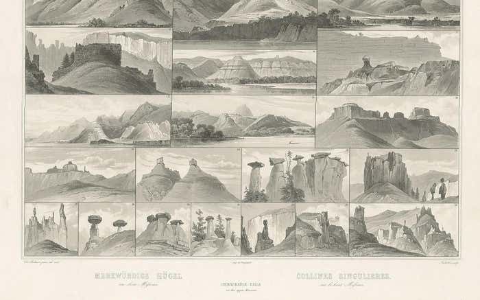 Antique Print Of Hills On The Upper Missouri Made After Bodmer, Circa 1840 photo Art