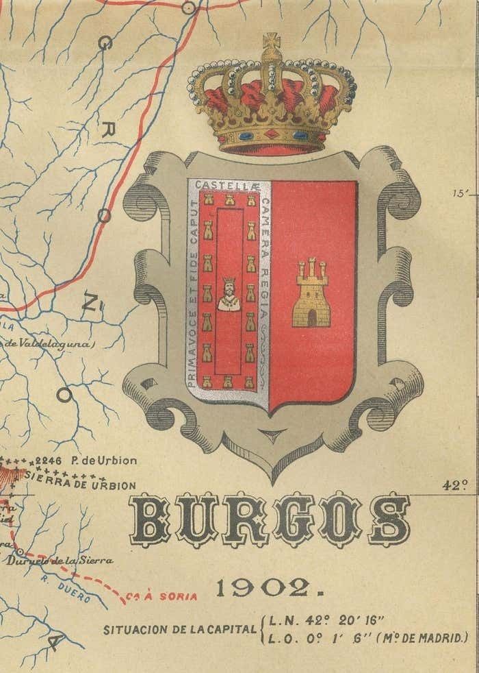 Burgos 1902: Geographic Map Of Castile's Historic Heartland In Spain photo vinterior