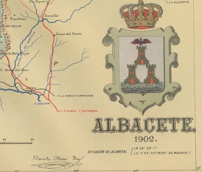 Albacete, Spain   1902: A Cartographic Depiction Of Landscape And Infrastructure photo Art