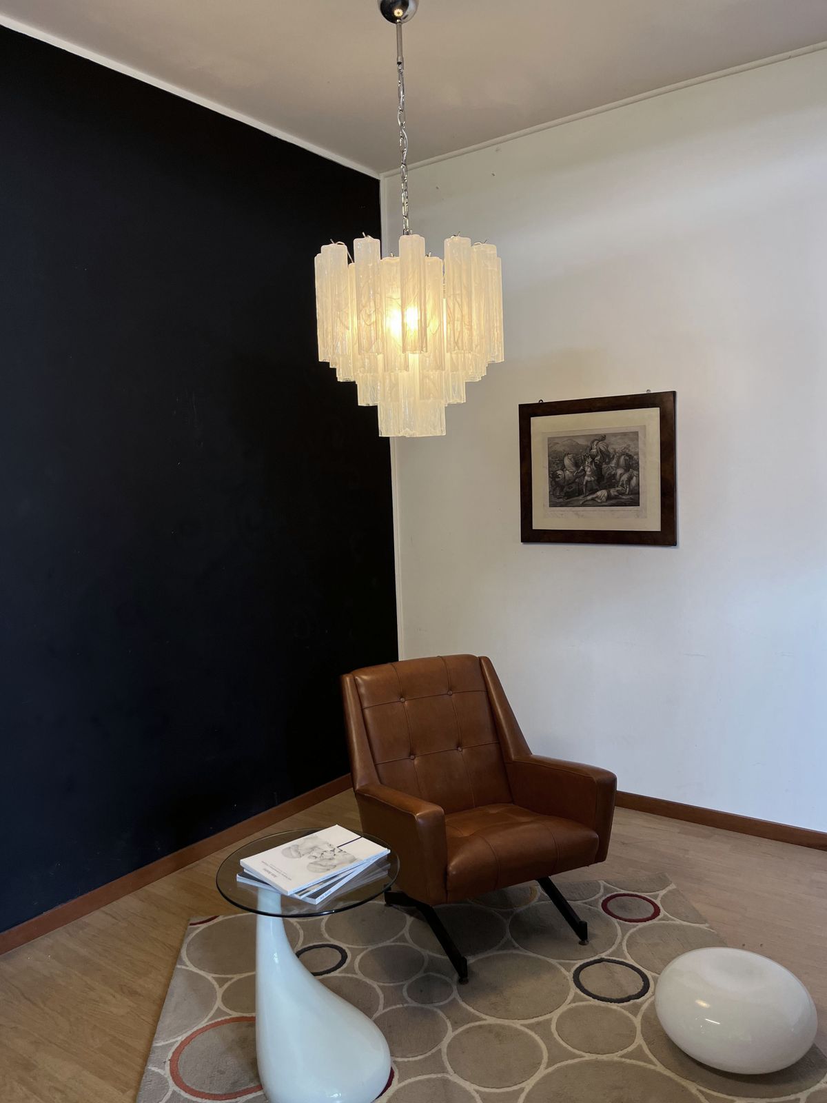 Fantastic Glass Tube Chandelier   36 Alabaster White Glasses photo vintage