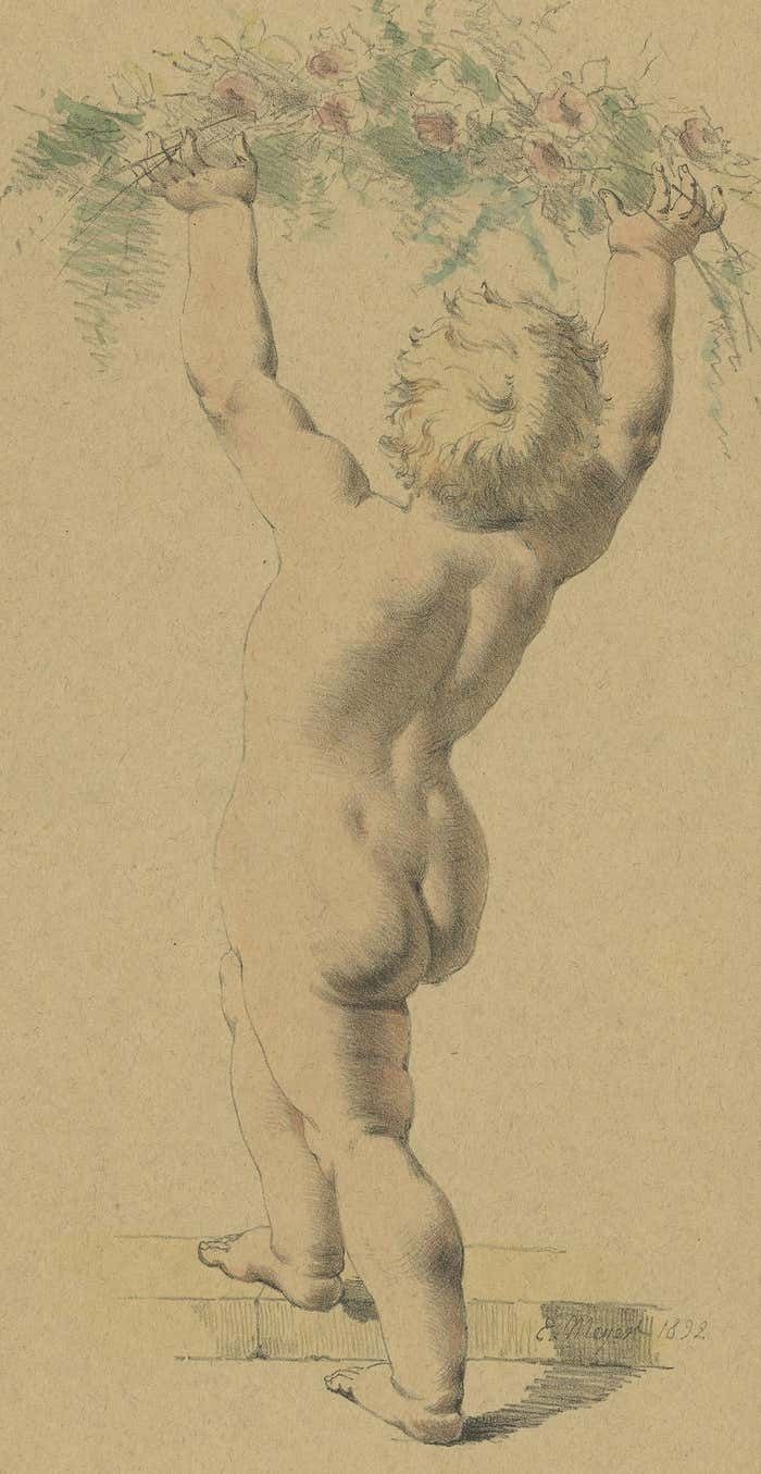 Antique Litho Of An Angel By Meyer, 1892 photo furniture