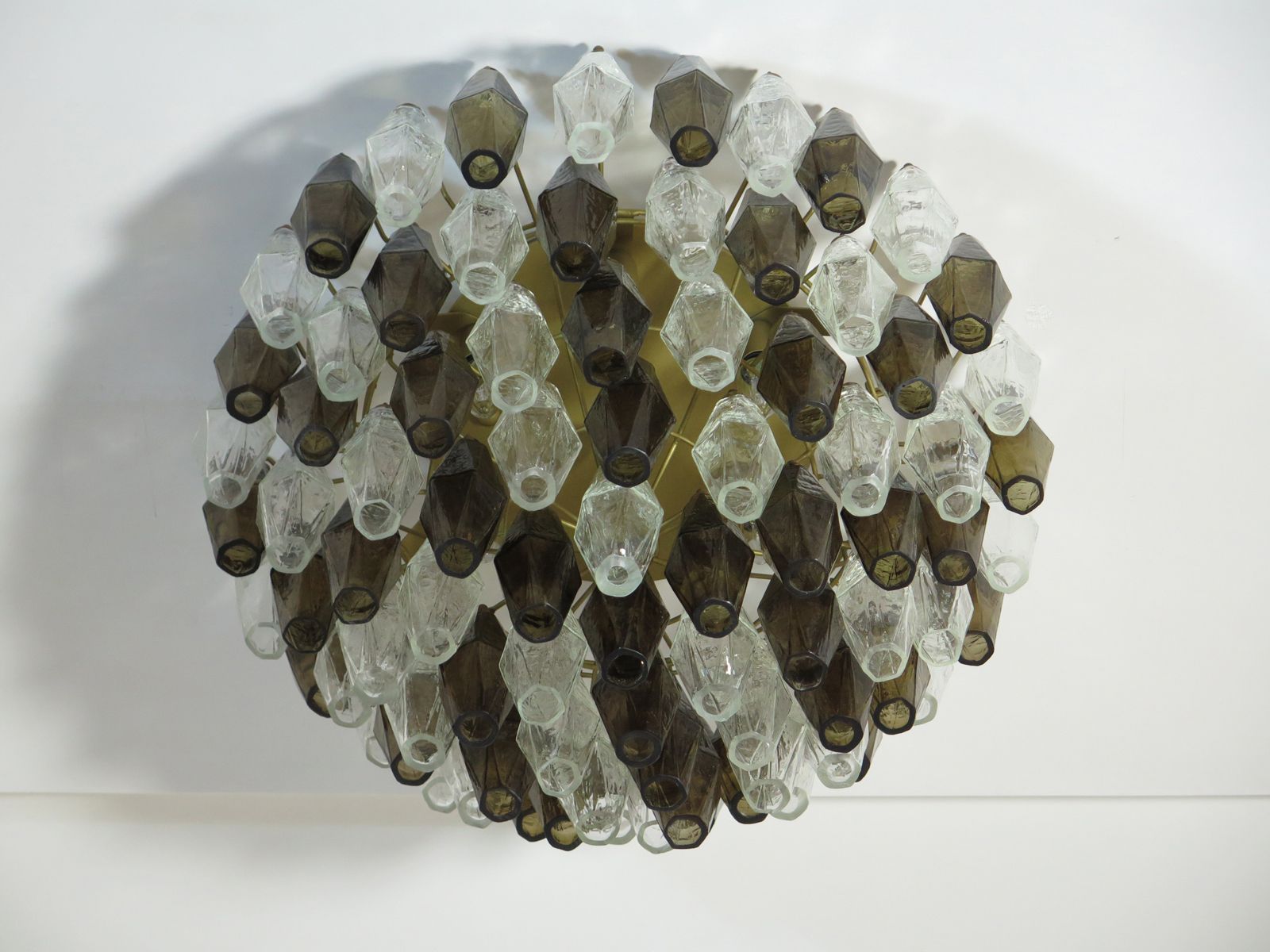 Lighting Elegant Murano Poliedri Ceiling Light   Carlo Scarpa   Trasparent And Smoked Glasses photo