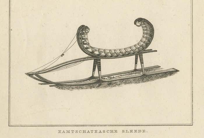 Antique Print Of A Kamchatka Sleigh By Cook, 1803 photo Art