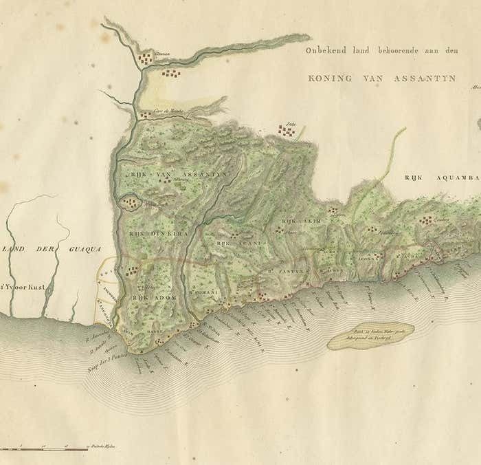 Antique Map Of The Dutch Gold Coast In Africa By Van Den Bosch '1818 photo for sale