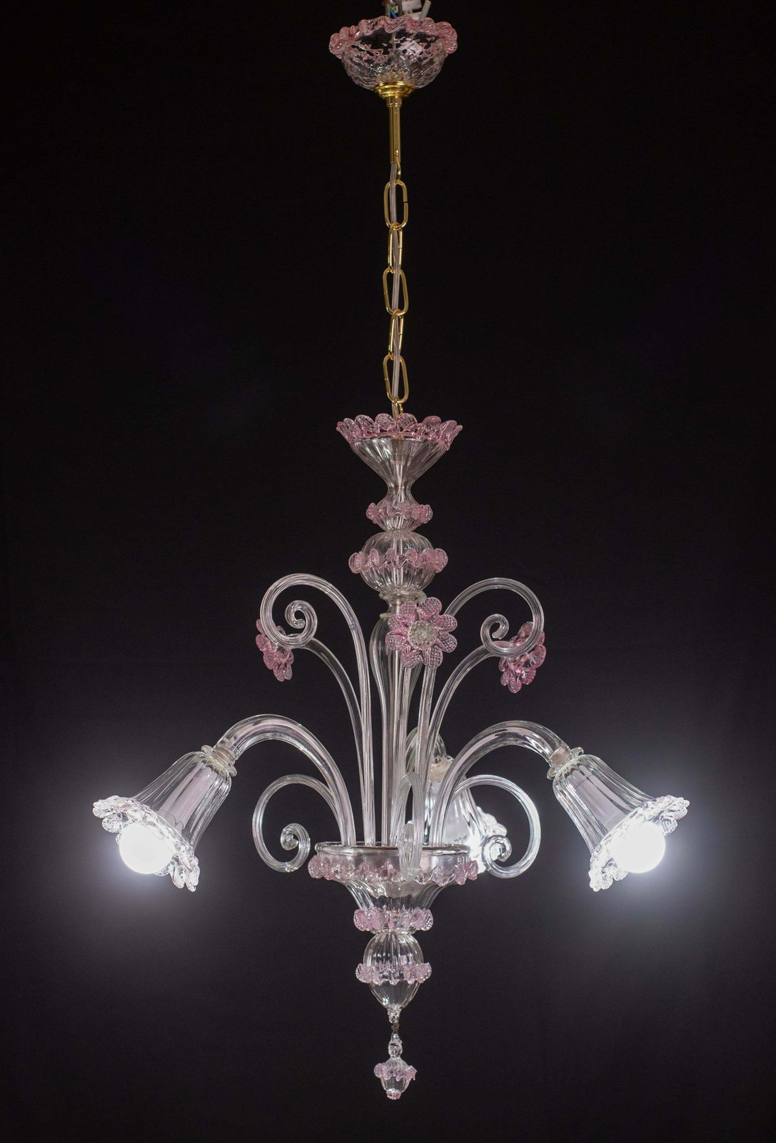 Lovely Venetian Chandelier, Pink Murano Glass, 1950s photo furniture