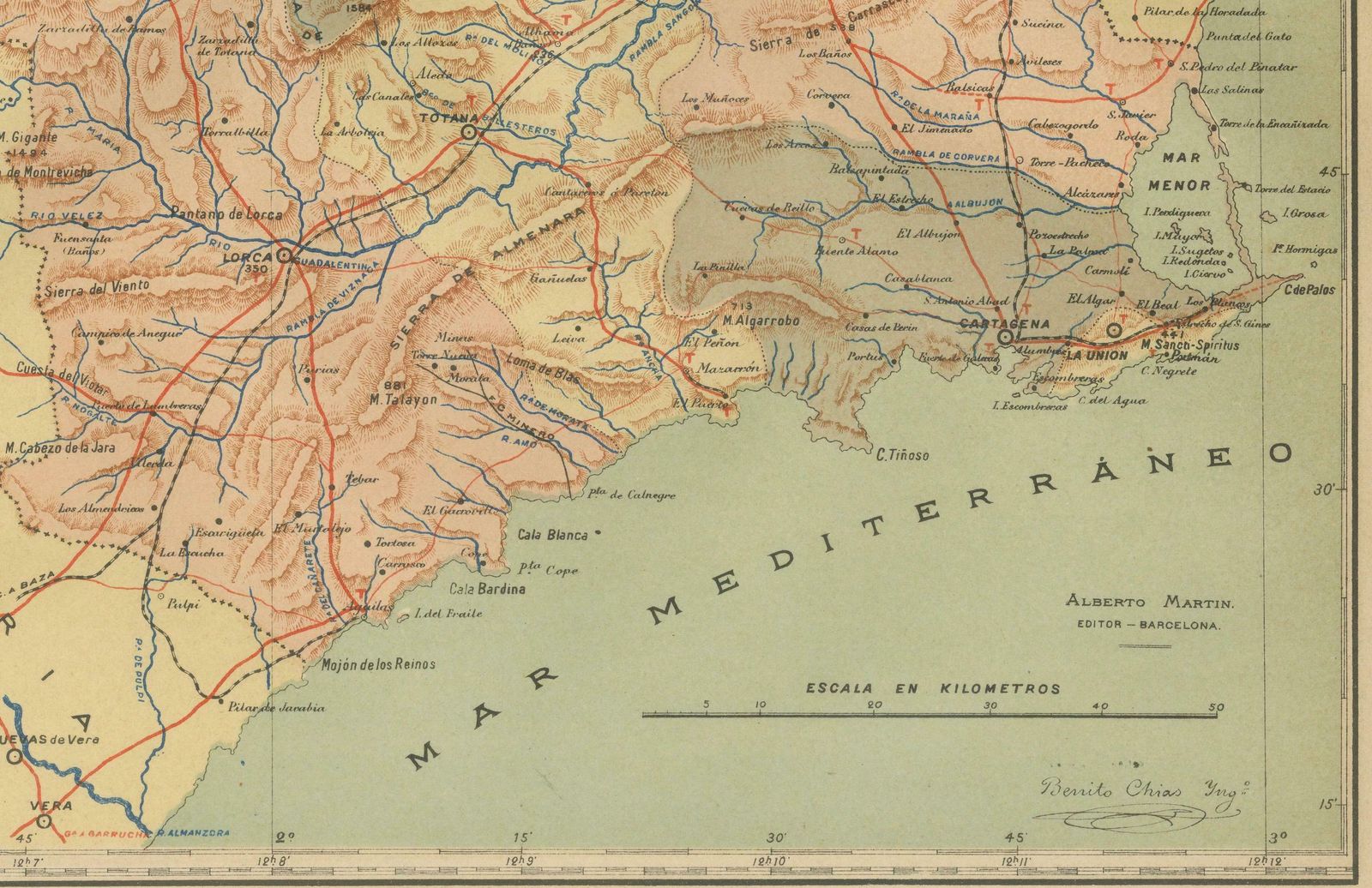 1902 Murcia: A Cartographic Snapshot Of Spain's Southeastern Province photo for sale