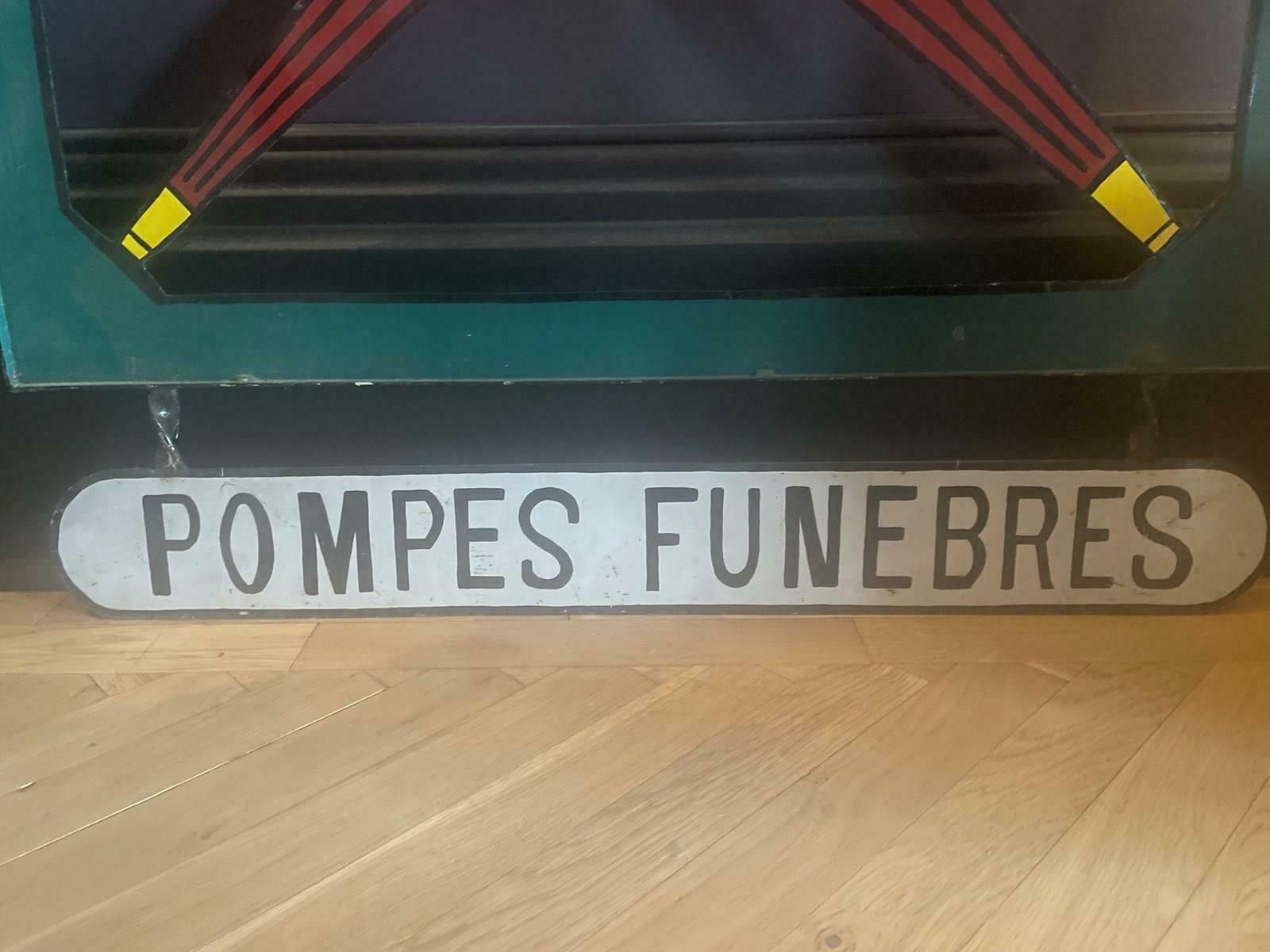 Huge Double Sided French Funeral Parlour Sign photo furniture