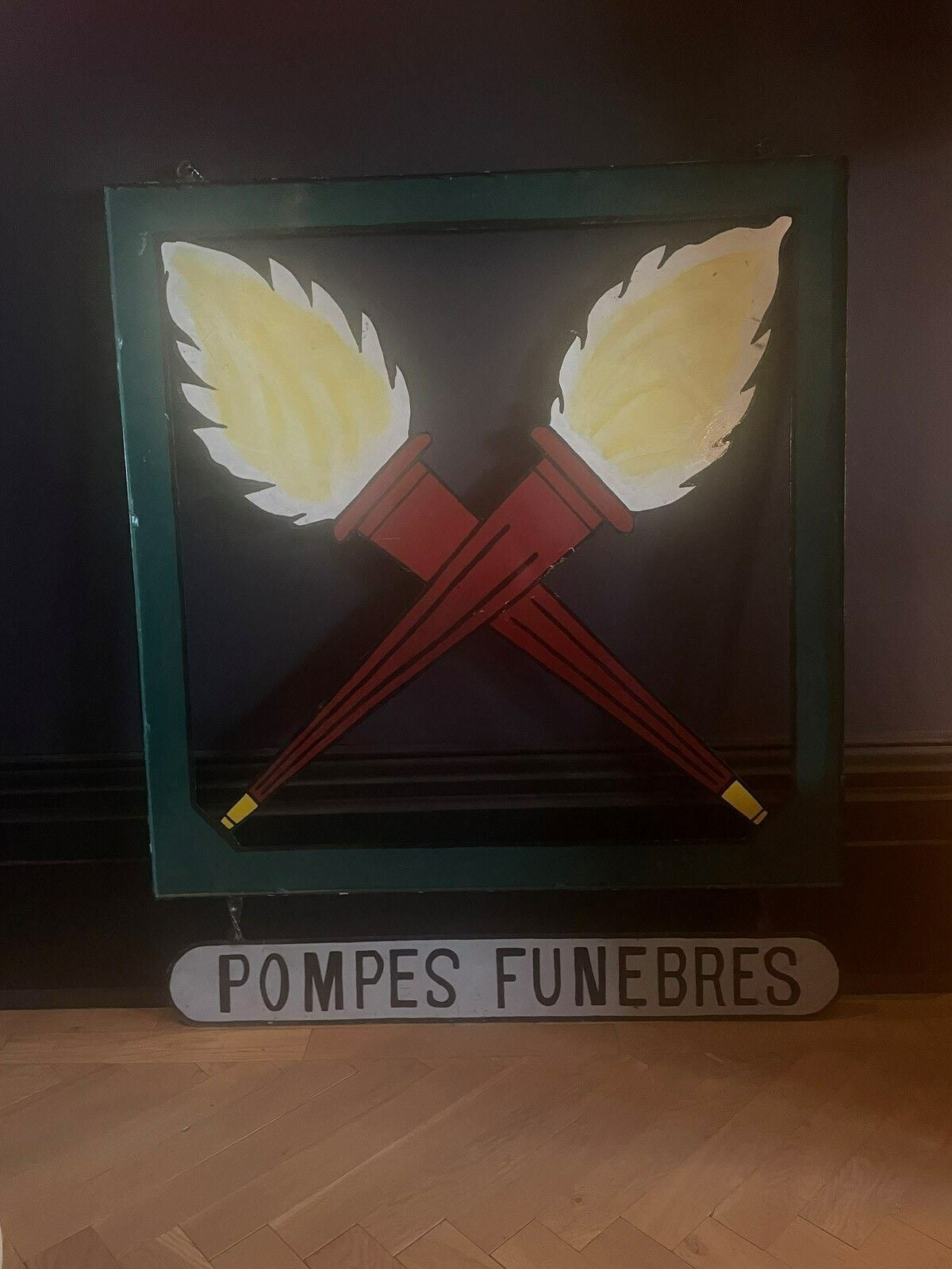 Huge Double Sided French Funeral Parlour Sign photo for sale