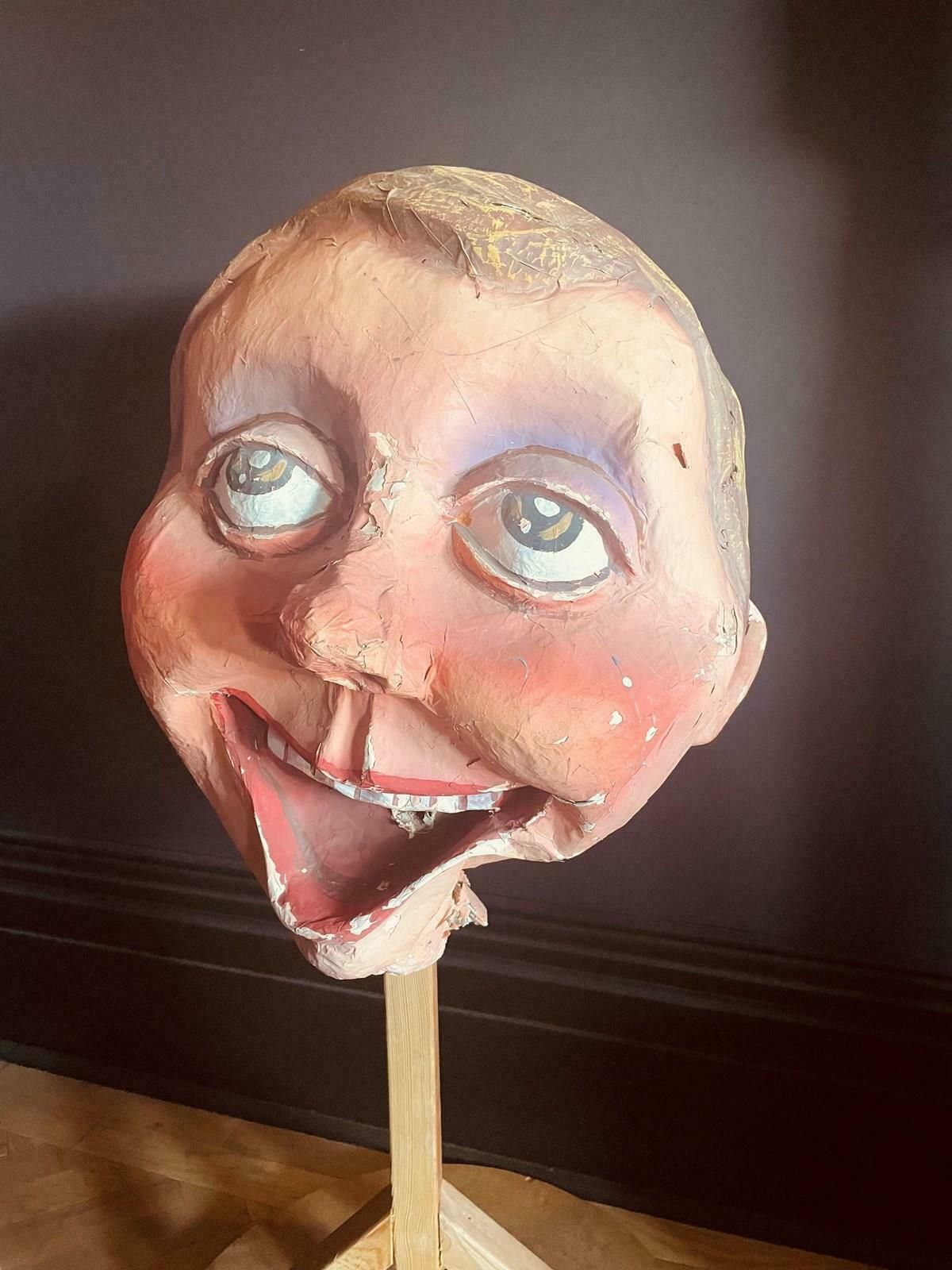 2 Of 2 Rare Belgian Papier Mache Fairground Heads photo for sale