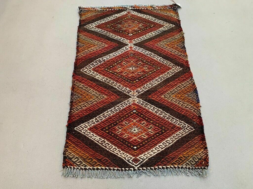 Vintage Turkish Mini Kilim 93x56 Cm Wool Small Kelim Runner, Shabby Chic photo furniture