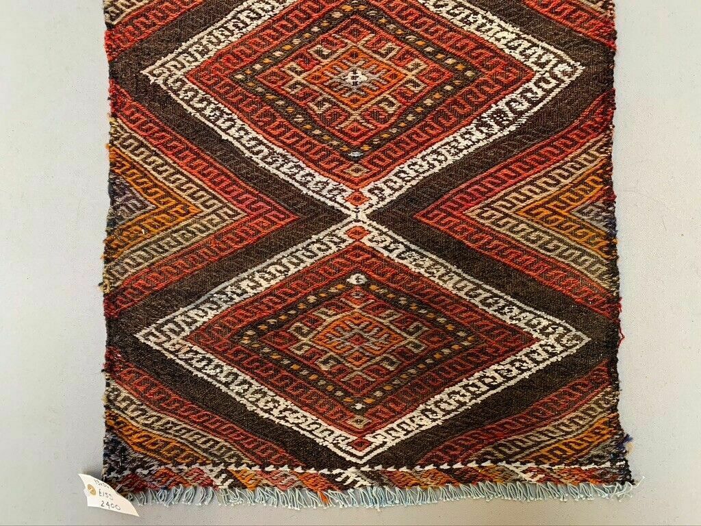 Vintage Turkish Mini Kilim 93x56 Cm Wool Small Kelim Runner, Shabby Chic photo Textiles