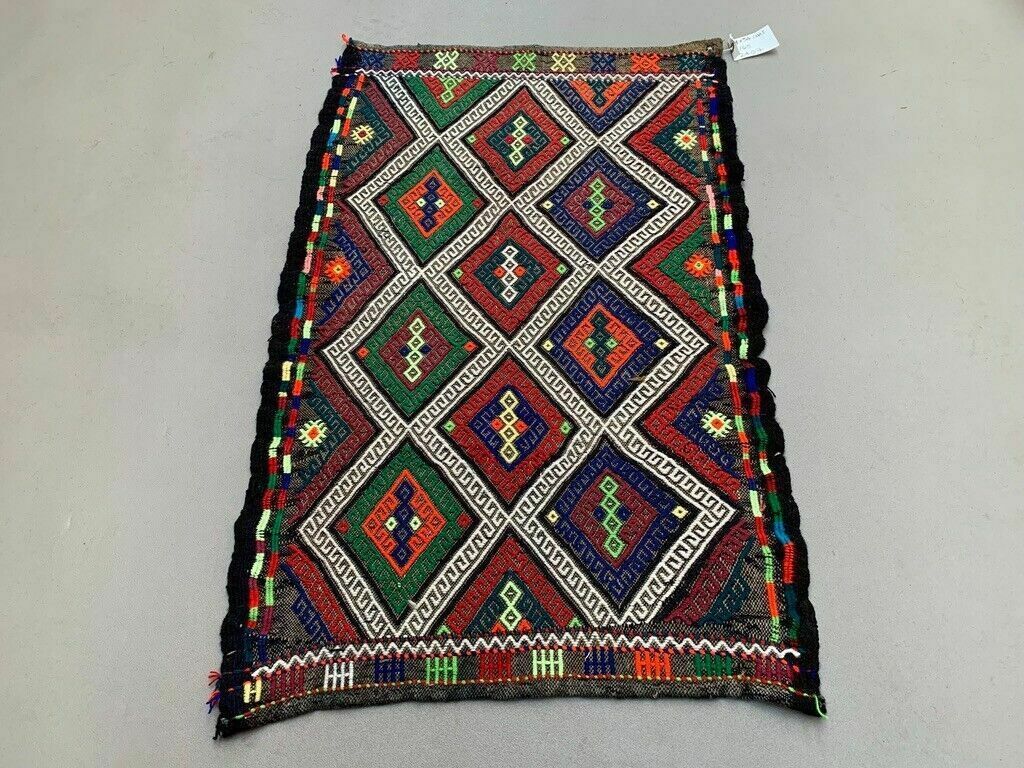 Vintage Turkish Mini Kilim 94x54 Cm Wool Small Kelim Runner, Shabby Chic photo vintage