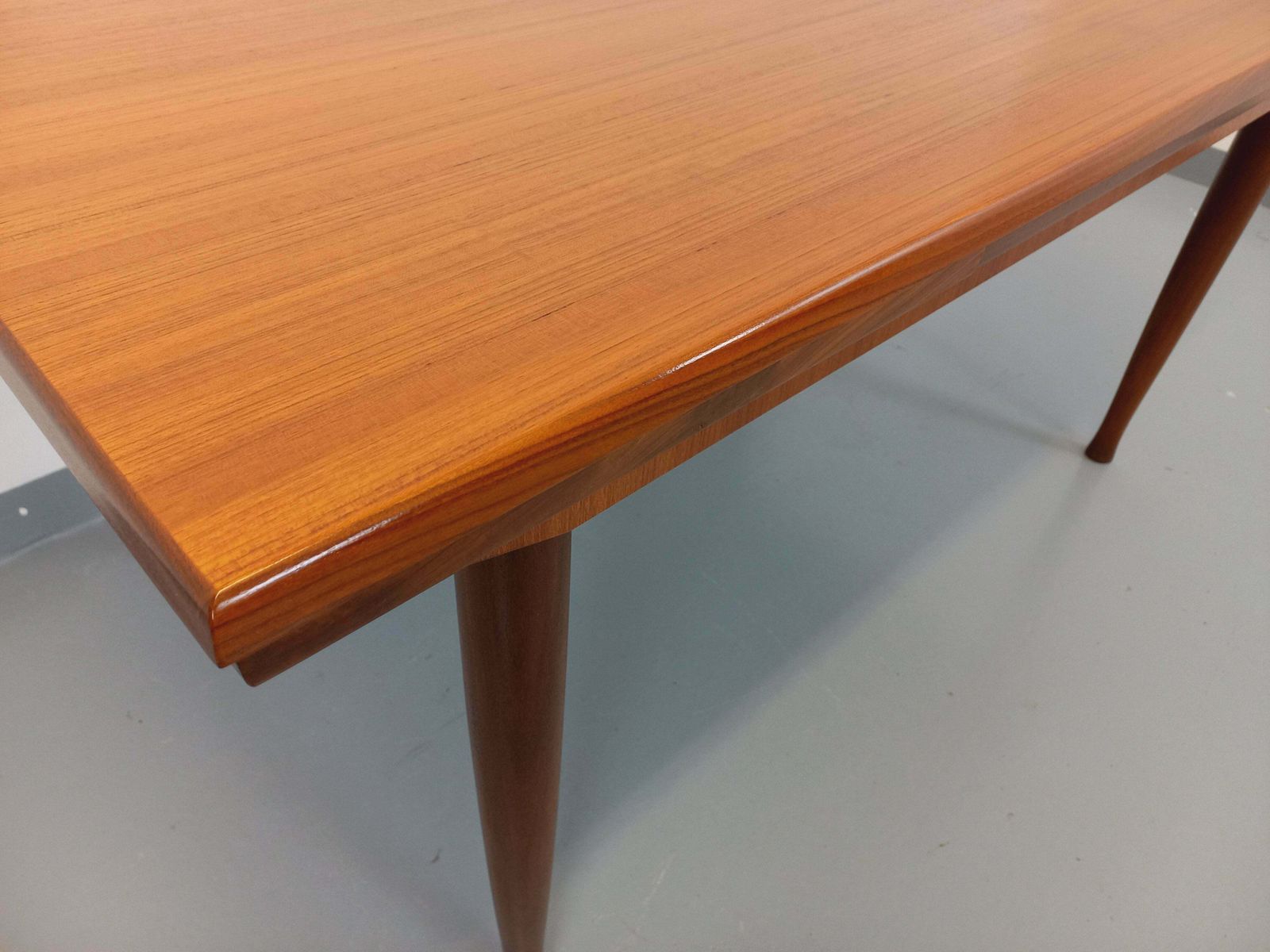 Scandinavian Rectangular Table With Round Teak Legs photo vinterior