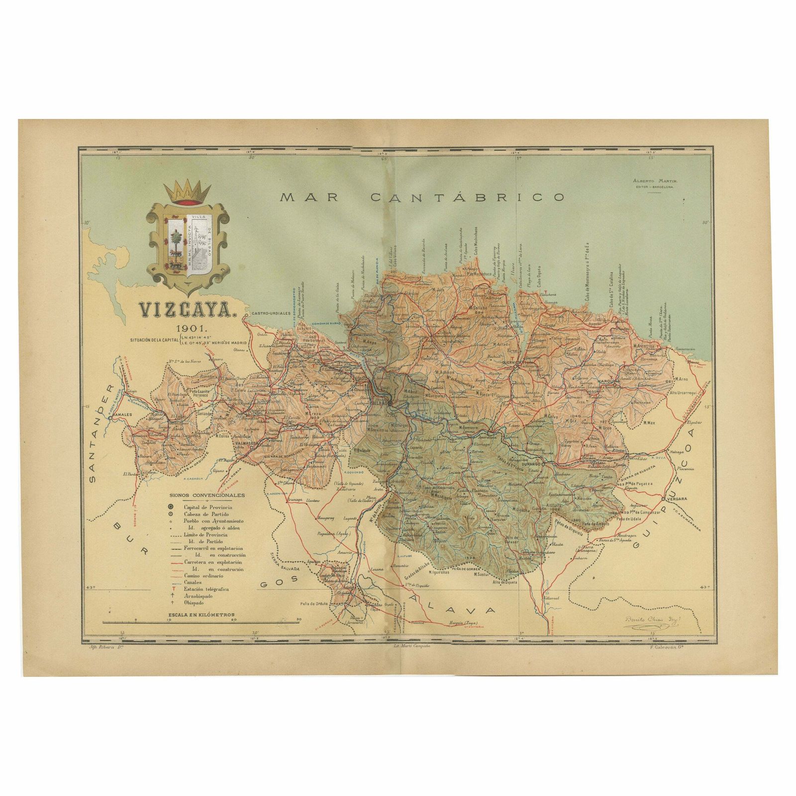 Cartographic Heritage: The 1901 Map Of The Vizcaya Province In Spain