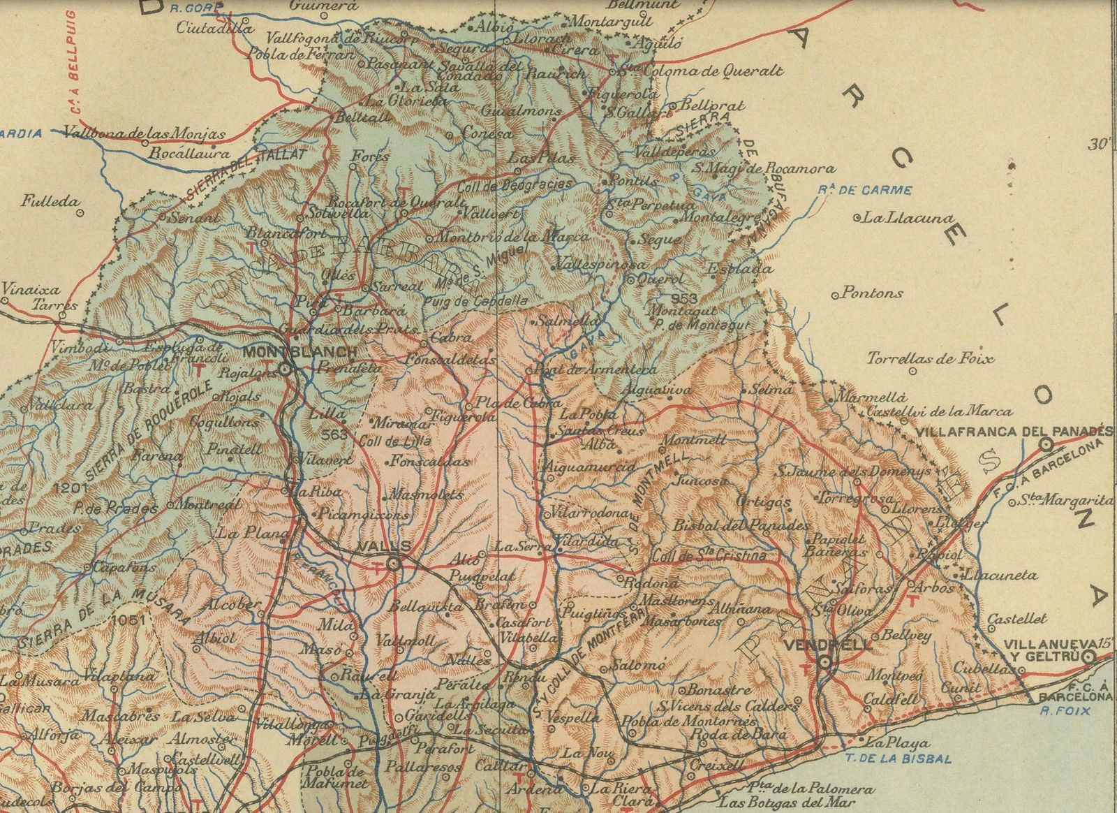 A Catalonian Cartographic Depiction Of Tarragona Province, 1901 photo for sale